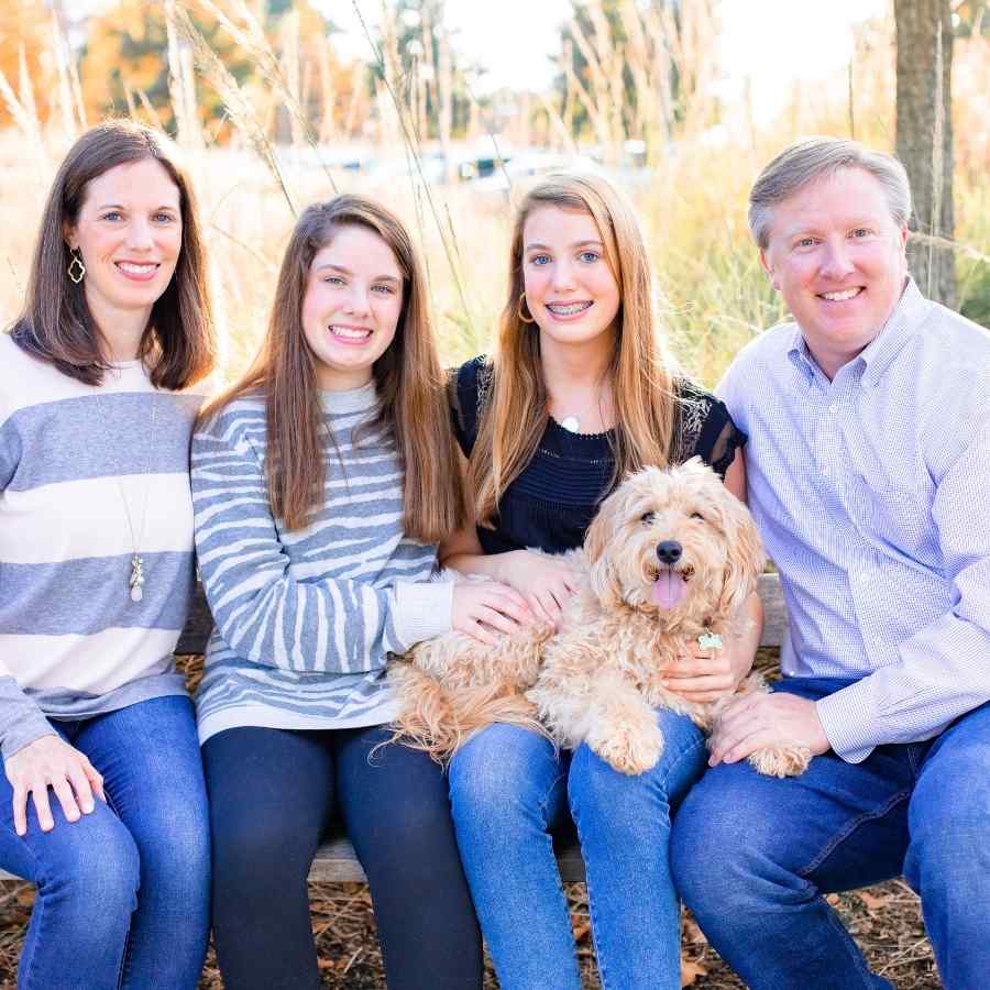 Lexie Mini Goldendoodle with Author and Family